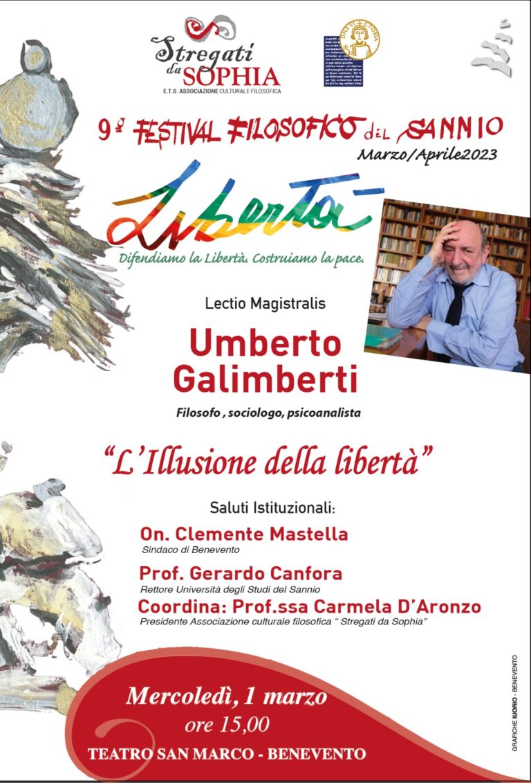 SI ALZA IL SIPARIO SUL IX FESTIVAL FILOSOFICO DEL SANNIO, LECTIO MAGISTRALIS DEL PROF. UMBERTO GALIMBERTI