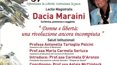 9° Festival Filosofico del Sannio. La lectio Magistralis sarà affidata alla scrittrice Dacia Maraini